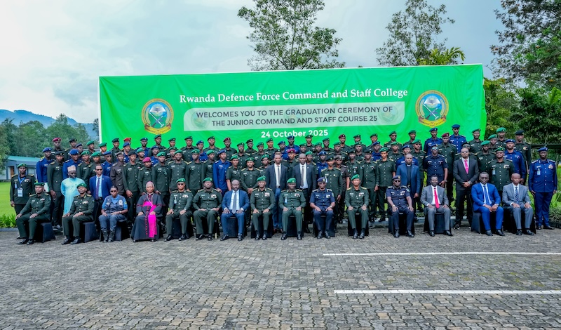 The graduation ceremony was presided over by the Rwanda Defence Force Army Chief of Staff, Maj Gen Vincent Nyakarundi.