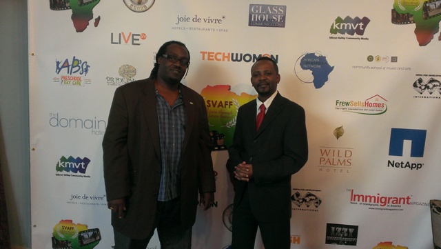 World Premiere red carpet for the Rwandan Night, Gilbert Ndahayo hanging out with Rwandan Cinematographer Roger Remera who filmed principal images of "The Rwandan Night" in California (Silicon Valley and Sacramento)