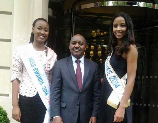 Both Misses together with Rwanda's Ambassador to France