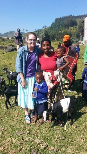 Ann Mcminn with beneficiaries of Own goat project