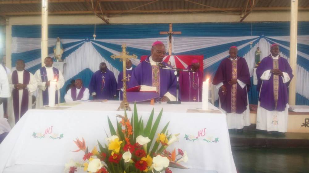 Catholic Church bishops celebrate the mass before the burial of late nun Mukarushya.