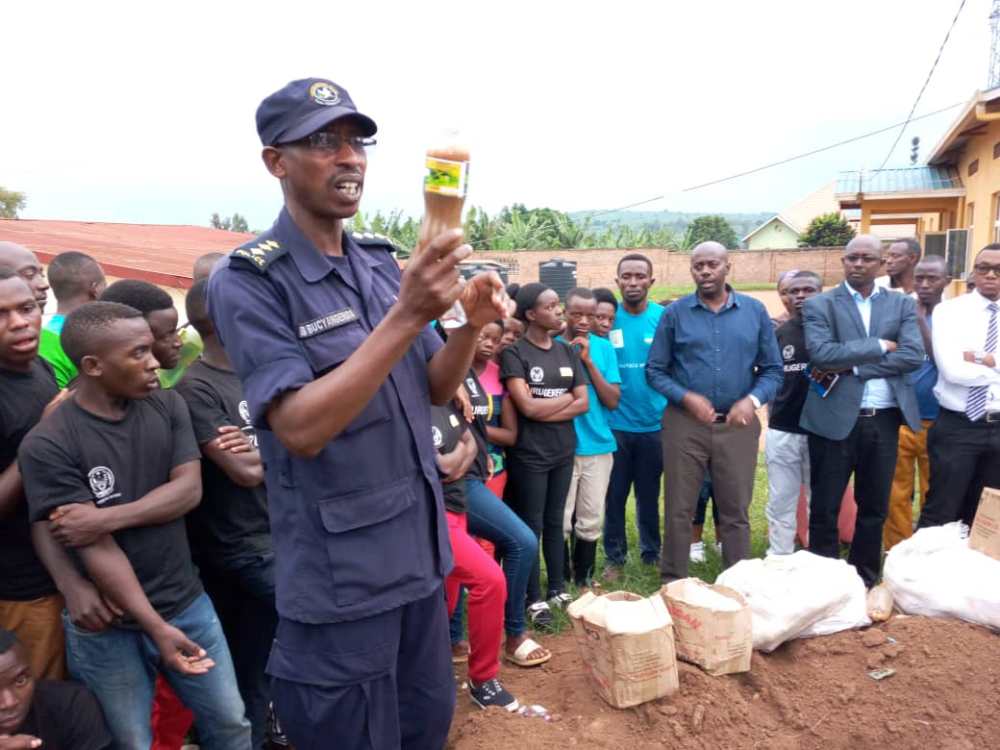 The DPC, CIP Bucyangenda said that the disposed of illicit drinks were seized in separate operations conducted in the last three months