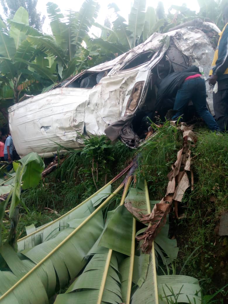 The accident happened today around 7:20 am in Burunga cell of Bwishyura sector in Karongi district where a coaster tripped