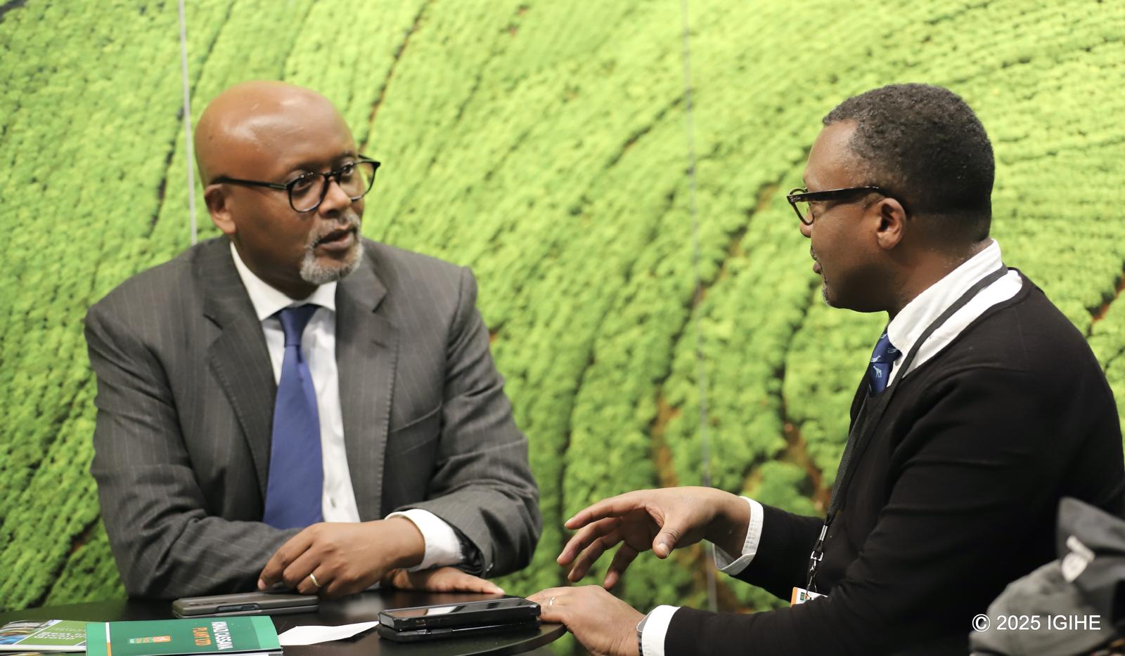 Amb. Nkulikiyimfura during an interview with IGIHE
