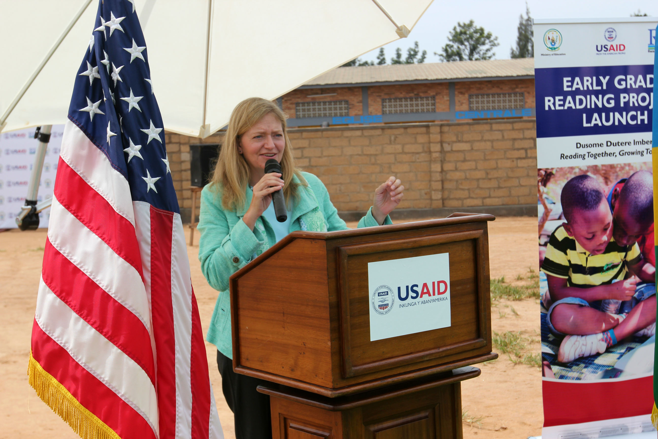 U.S. Ambassador to Rwanda Erica J. Barks-Ruggles addressing her remarks yesterday.
