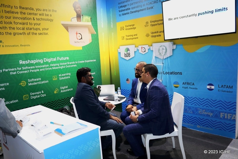 Anub Kumar taking visitors through offered services at GITEX Africa Summit. 
