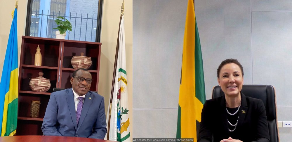 Amb. Gatete and Jamaican Minister of Foreign Affairs  exchanged on areas of bilateral cooperation. 