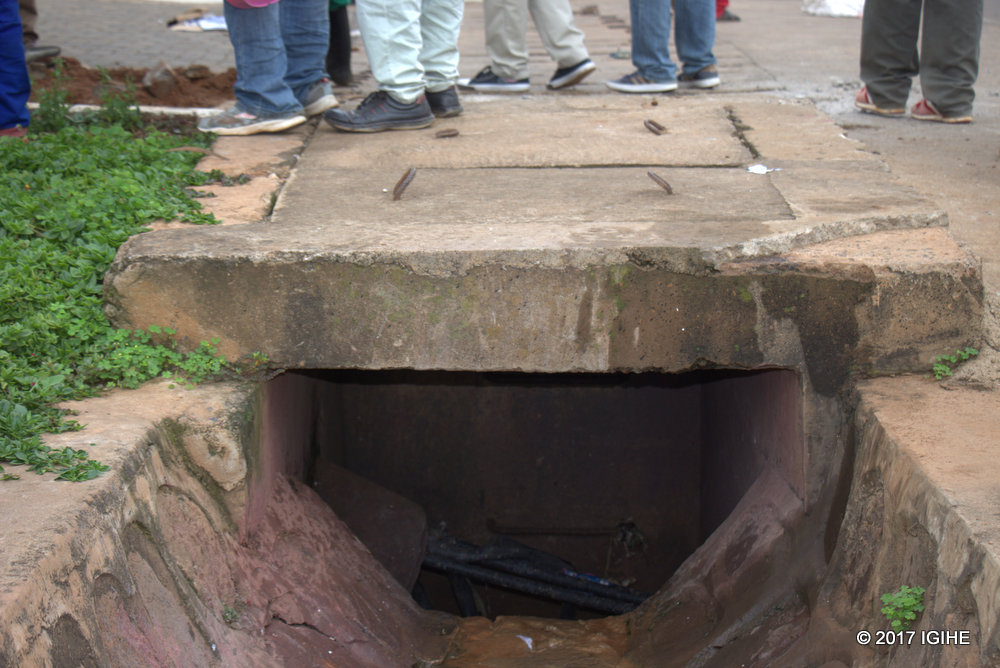The water trench where two children have been burnt to death.