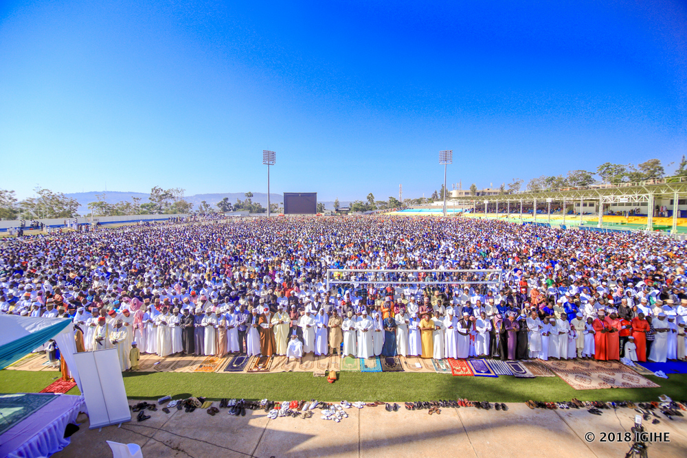 Muslims gathered at Stade de Kigali in Nyamirambo