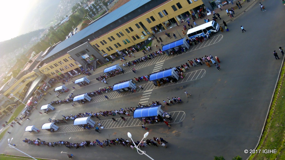 Kigali town bus stop.