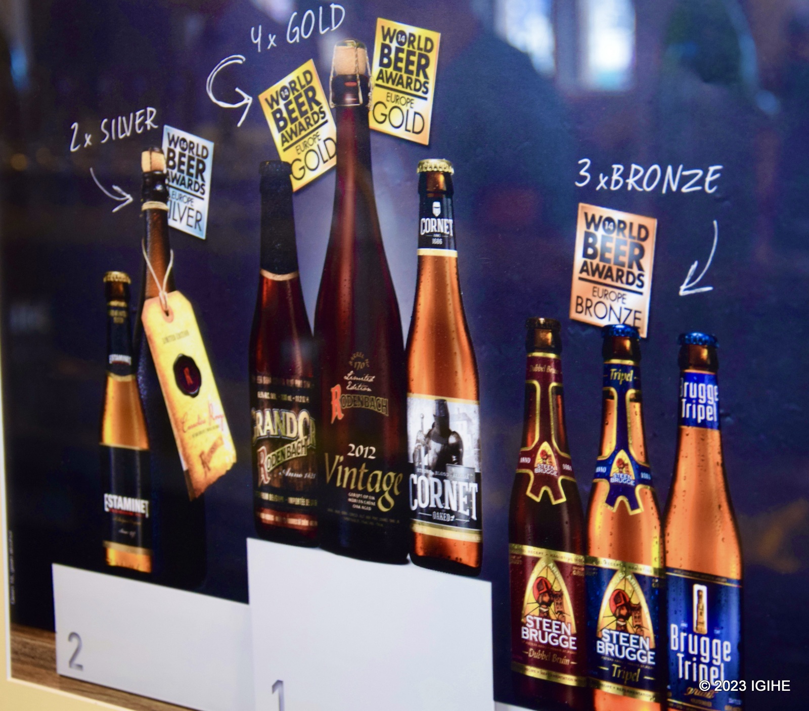 One can see varied brands inside the beer museum.