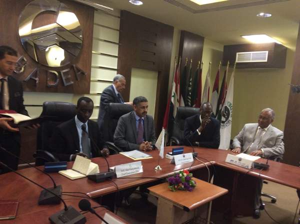 The BRD’s Chief Executive Officer, Alex Kanyankole  and the Director General of BADEA, H.E Dr. SidiOuldTah signing agreements
