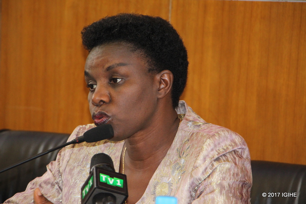 The Minister in the Office of the Presidency, Tugireyezu Venantie in a press conference yesterday.