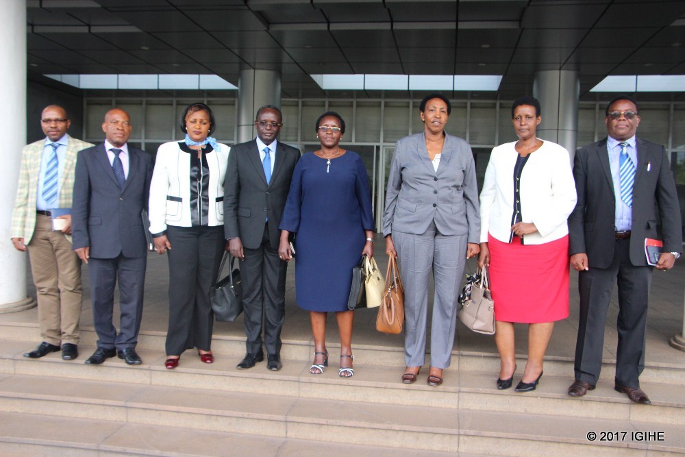 Rwanda’s parliamentarians in EALA posing for a photo after a press conference.