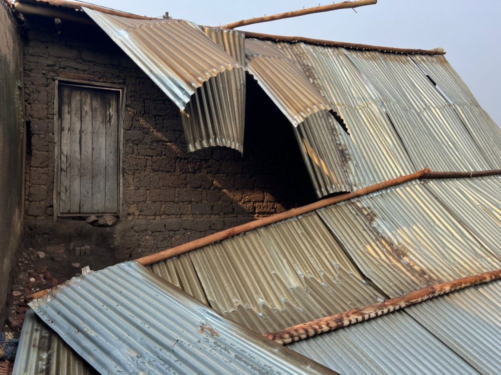 The roofs of 29 houses were blown off.