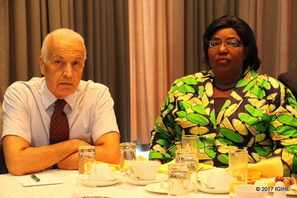 The Minister for Disaster and Refugees Affairs, Mukantabana Seraphine and the UNHCR Rwanda Country representative, Azam Saber at the official unveiling of the project meant to integrate integrate refugees accommodated in Rwanda into income generating activities