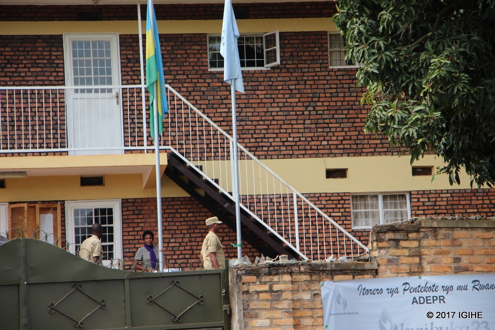 Prison warders accompanying suspects at ADEPR headquarters yesterday.