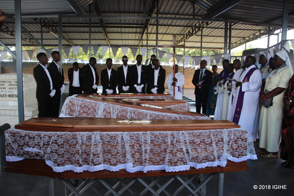 Remains of 359 victims which were recently exhumed in Ndera Sector of Gasabo District were accorded decent burial