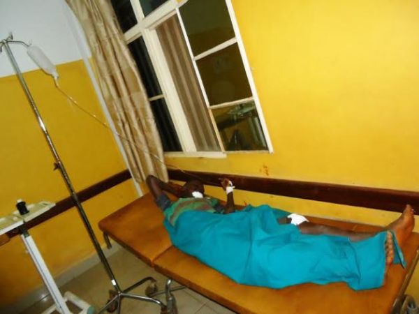 The injured survivor of fatal accident getting medical assistance 