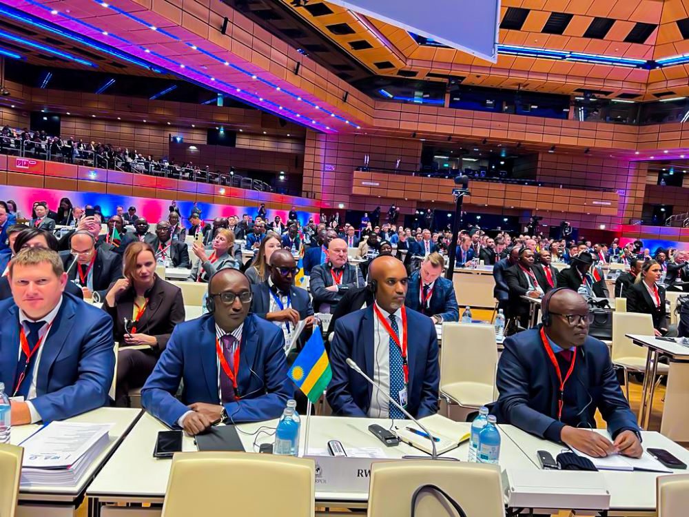 Rwandan delegation includes the Inspector General of Police (IGP) Felix Namuhoranye (left), Secretary-General of Rwanda Investigation Bureau (RIB), Col (rtd) Jeannot Ruhunga (right) and Minister of Justice and Attorney General Dr Emmanuel Ugirashebuja (in the middle).
