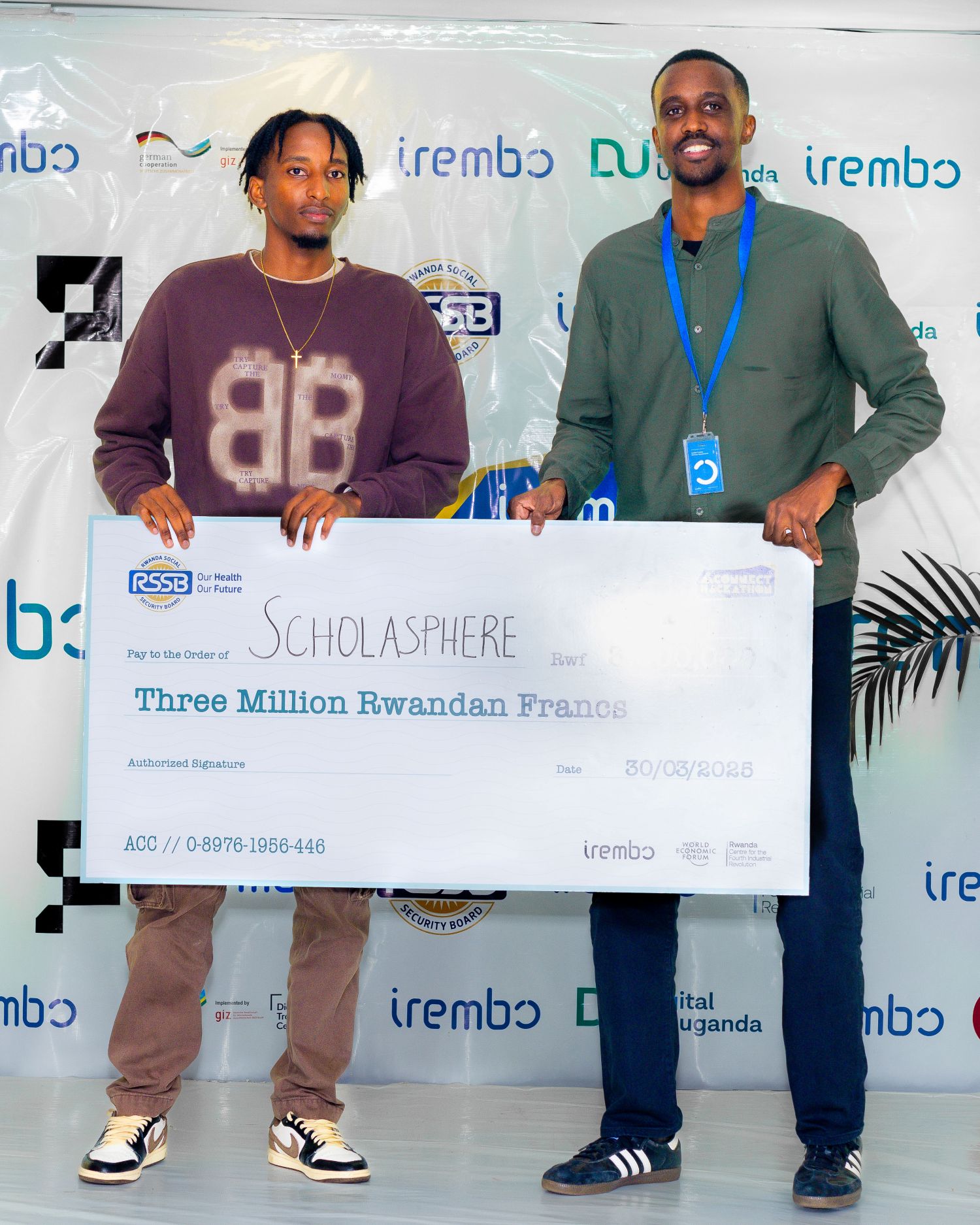 The second-place winners were awarded RWF 3 million for their AI-powered project, dubbed ScholarSphere.
