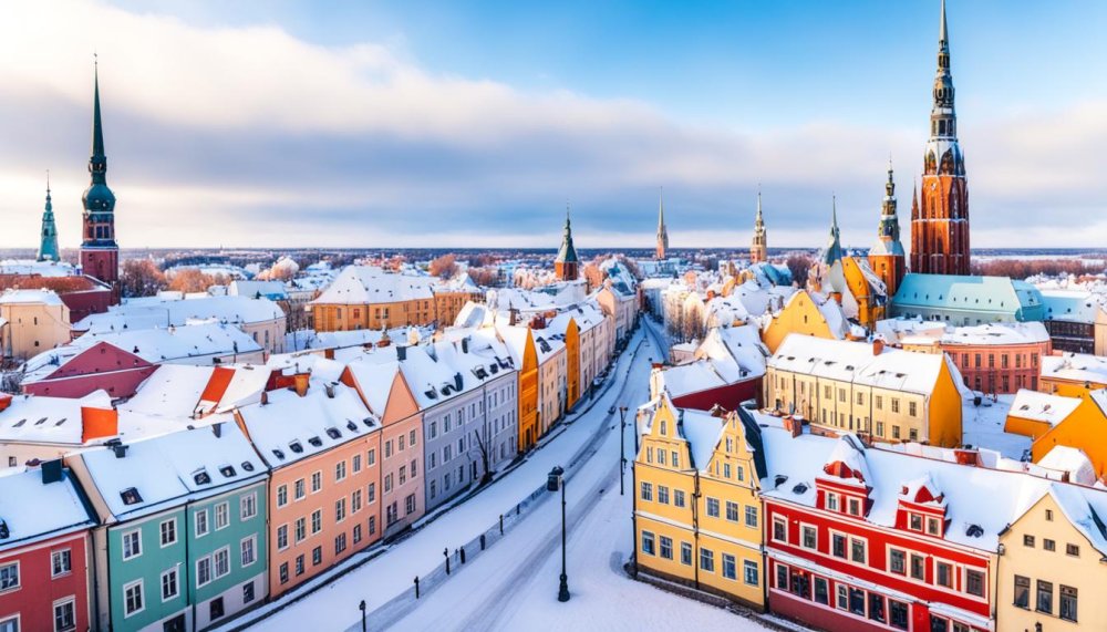 Winter season in Riga.