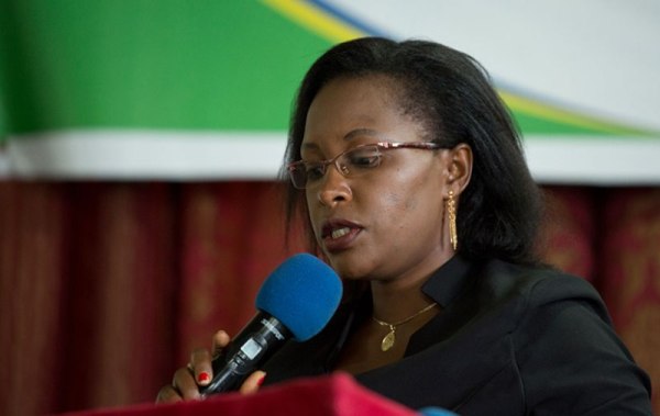 Isabelle Kalihangabo, the permanent secretary in the Ministry of Justice addressing her remarks at the launch of RISD-ICT4D