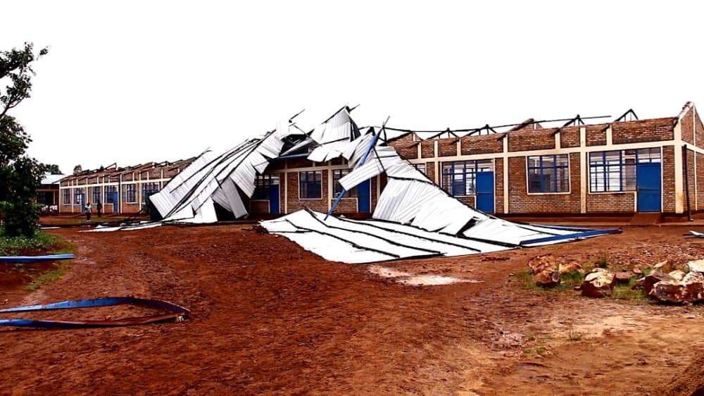 A school recently destroyed by wind in Save Sector of Gisagara District. 