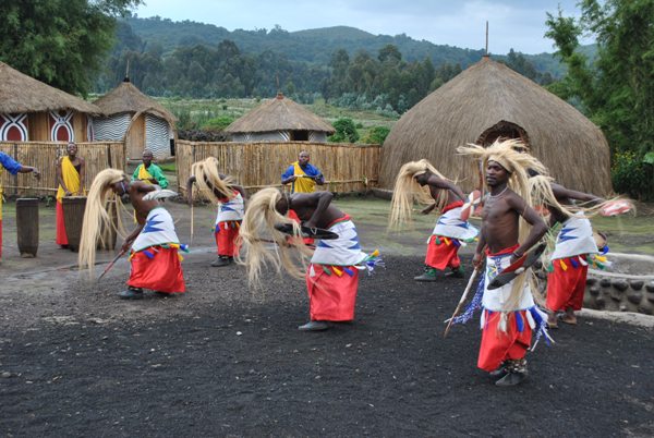 The troop and drummers perform cultural songs at Iby'Iwacu Cultural Village.