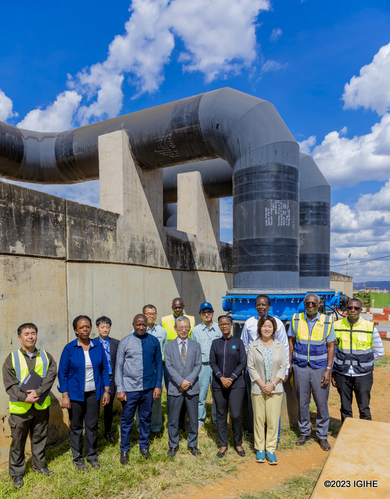 Officials from Rwanda and Japan visiting Nzove water treatment plant this week.
