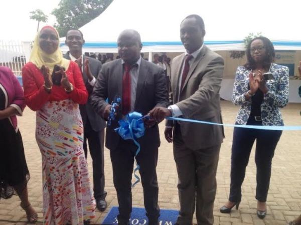WASAC Chief Executive Officer, James Sano with other officials during the inauguration of new office building in Kacyiru
