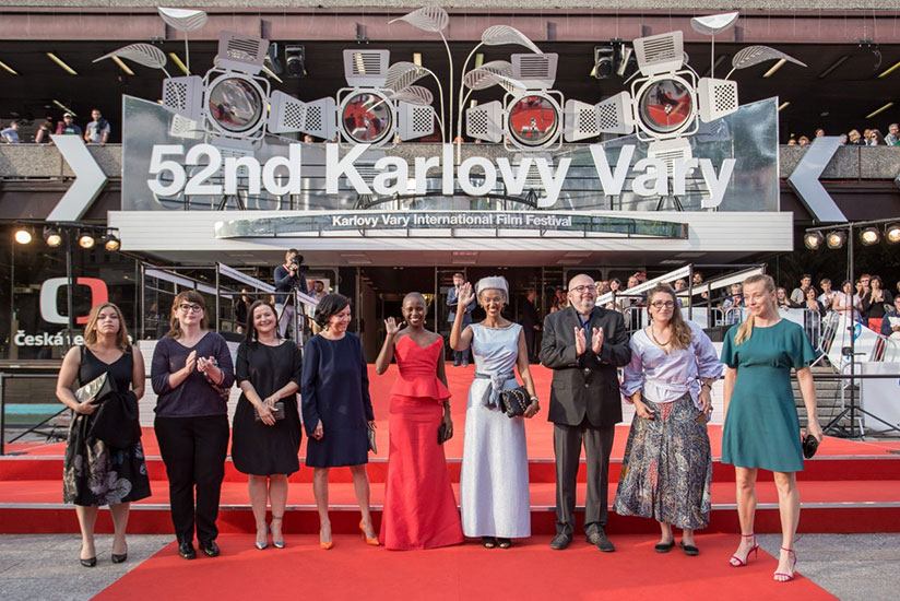 With the whole team of 'Birds are singing in Kigali', at the Karlovy Vary Film Festival,