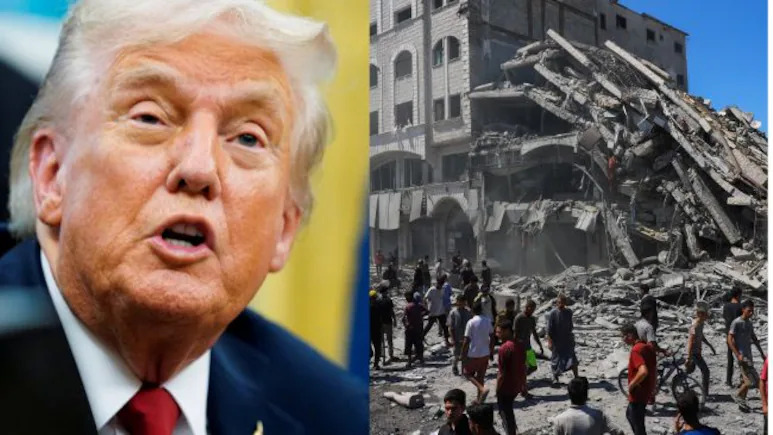 President Donald Trump says Israel has temporarily stopped the bombing in the Gaza Strip to give hostage release and the 20-point peace deal a chance to be completed.