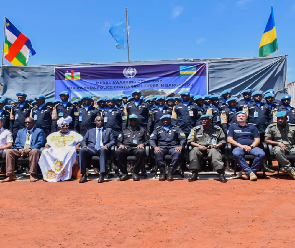 The medal parade ceremony for Rwanda Formed Police Unit-Three (RWAFPU3-1) was held at their base-camp in Bangassou city.