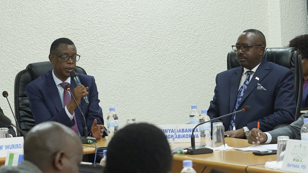 The Minister of State in the Ministry of Foreign Affairs and International Cooperation, Gen (Rtd) James Kabarebe speaks during the meeting.