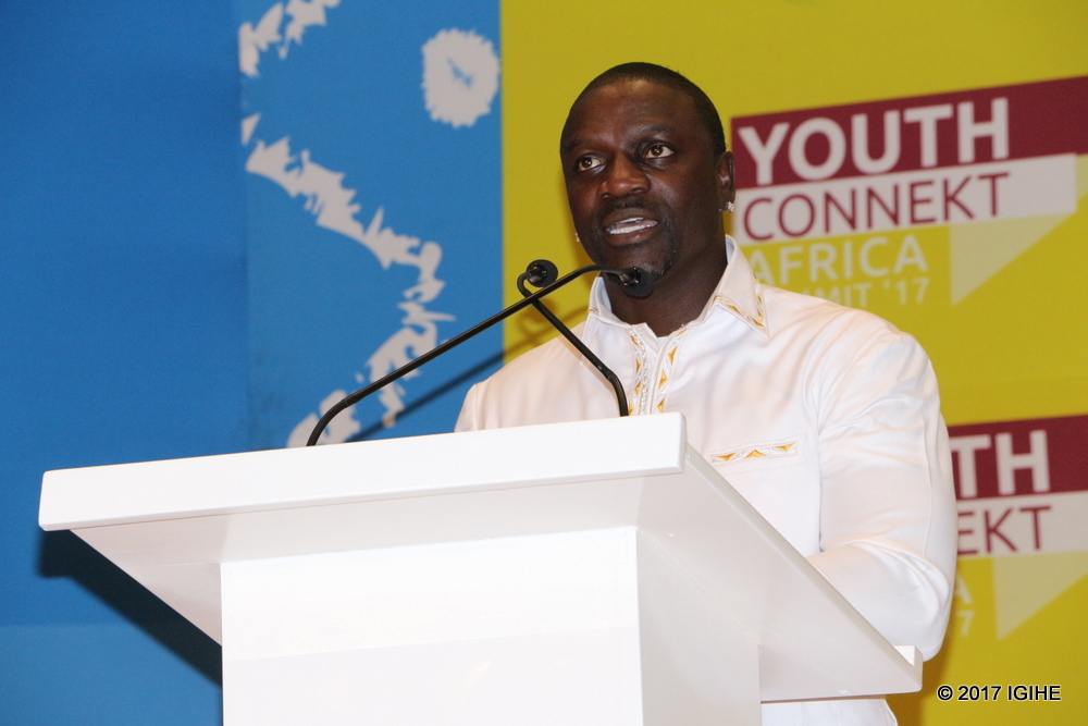 Reknown singer, Akon, speaking at the YouthConnekt Africa Summit