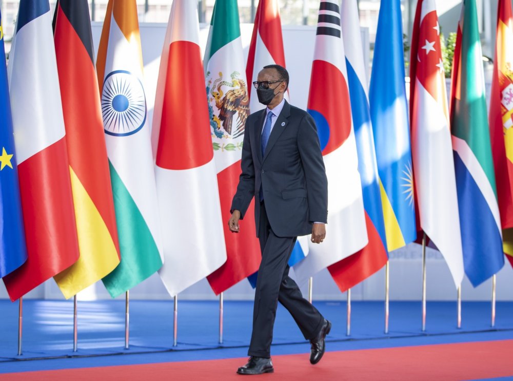 President Kagame arriving at the conference hall.