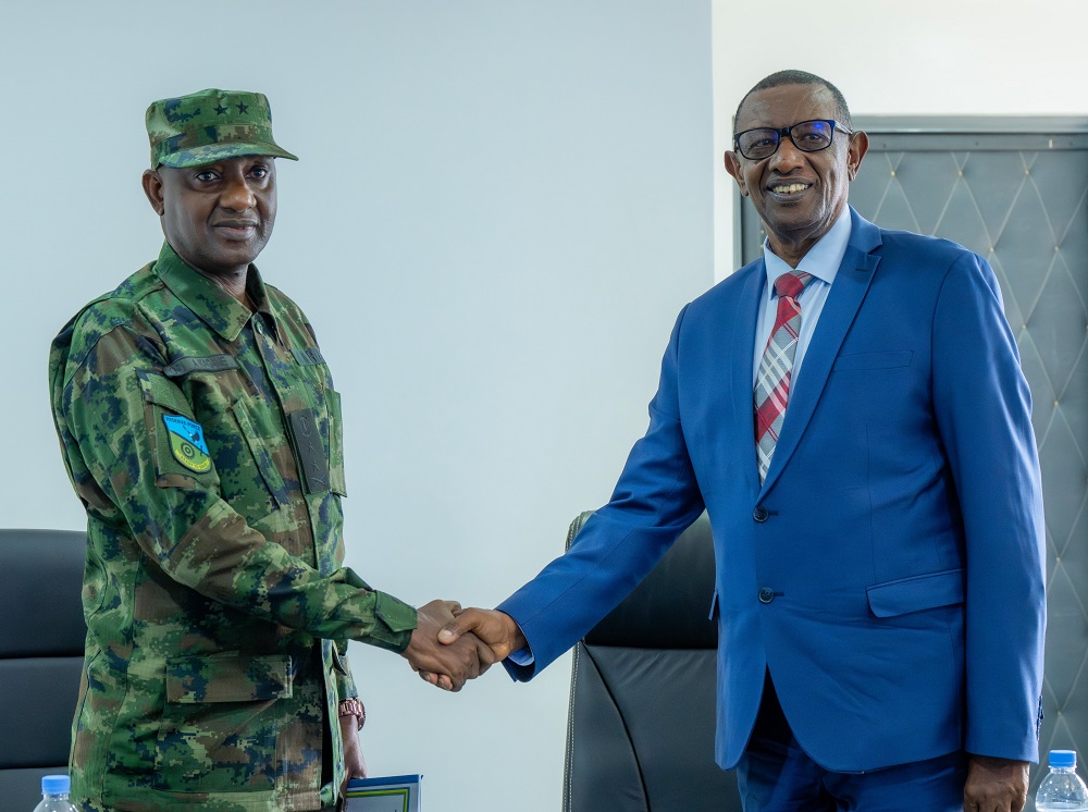 Maj Gen Alex Kagame (left) has assumed command as new Reserve Force Chief of Staff.