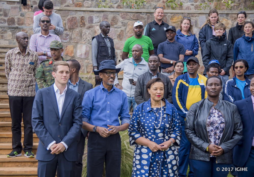 Kagame and other officials at the at the inauguration of the stadium