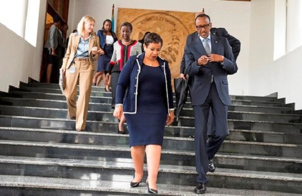 President Paul kagame chats with US Attorney General, Loretta E. Lynchx