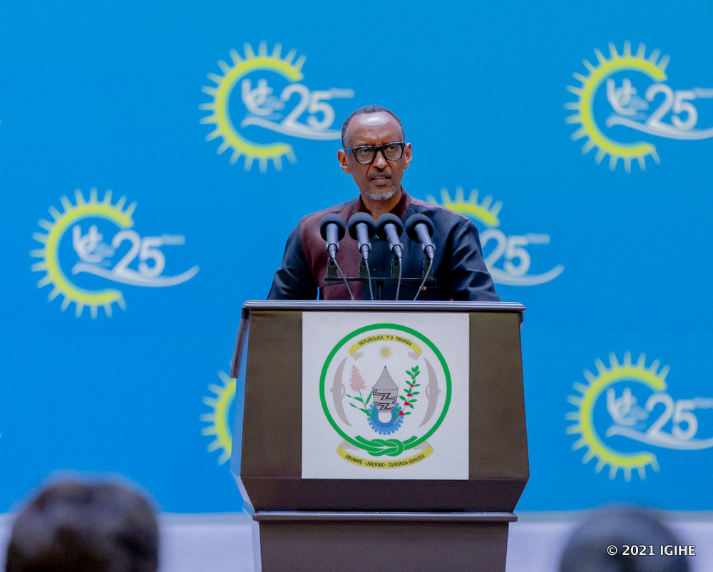 President Paul Kagame addressing members of Unity Club Intwararumuri during the celebration of 25th anniversary.  