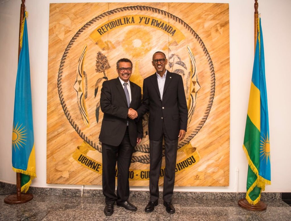 Kagame and World Health Organisation (WHO) Director General, Dr. Tedros Adhanom Ghebreyesus