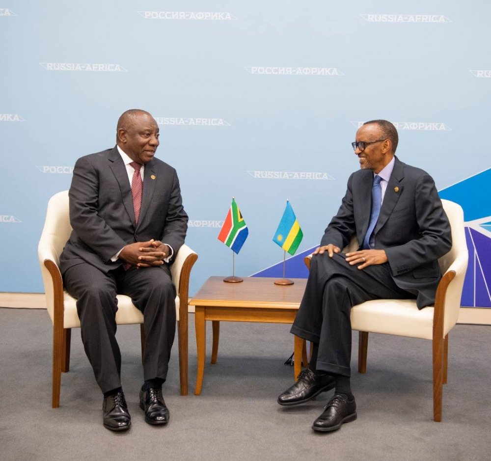 President Paul Kagame (right) has wished speedy recovery to his counterpart of South Africa, Cyril Ramaphosa (left).    