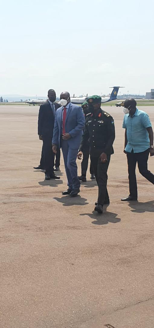 Lt Gen Kainerugaba arriving at Kigali International Airport.  