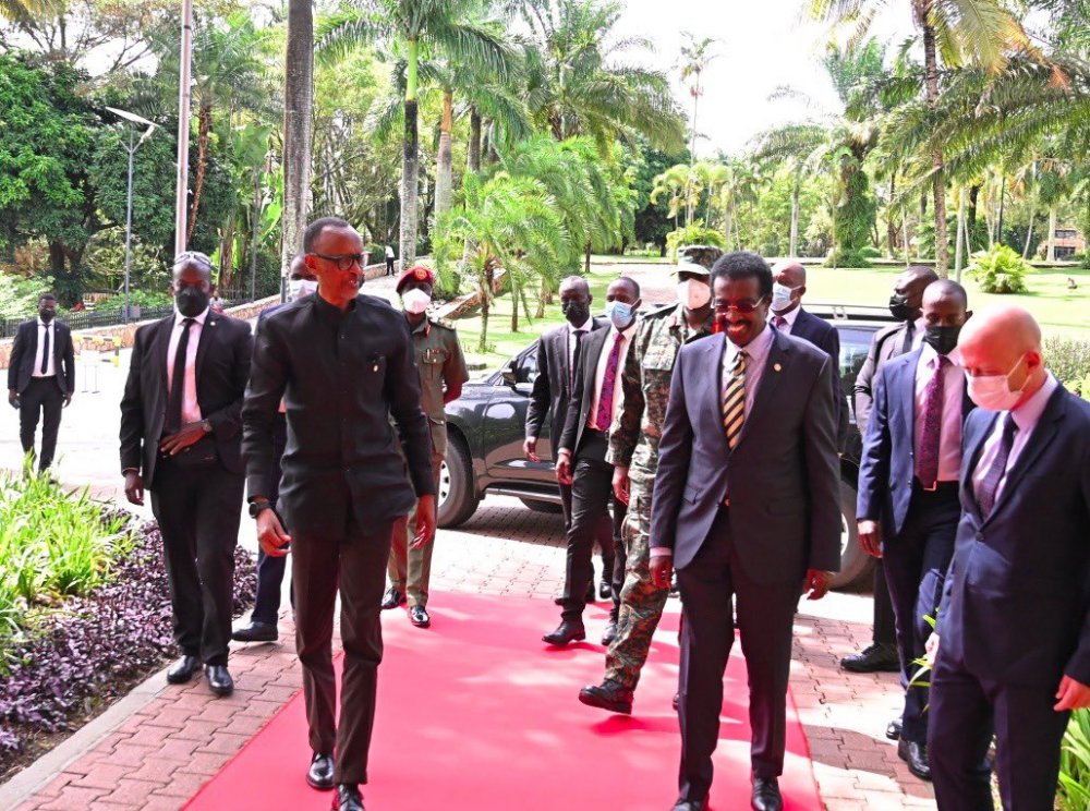 Uganda's Minister for National Security, Maj Gen Jim K Mugwezi was part of the delegation that welcomed President Kagame. 