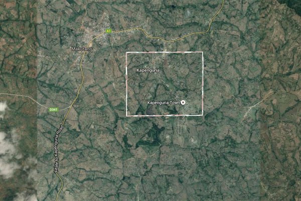 A Google map shows Kapenguria Town in West Pokot County. Five police officers are feared dead after a gunman attacked Kapenguria Police Station, West Pokot County, on Thursday morning. 