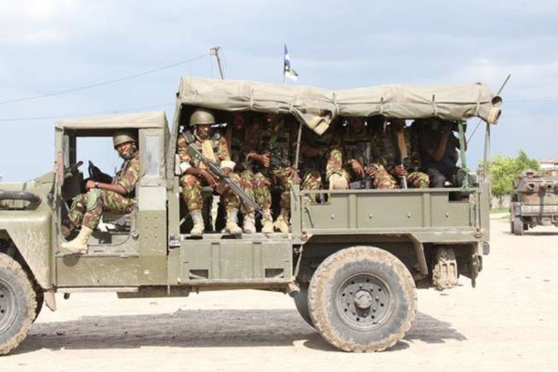 Kenya Defence Forces soldiers under Africa Union Mission in Somalia (Amisom) patrol Afmadow town on November 22, 2015. Amisom is a 22,000-strong force comprising soldiers from Burundi, Djibouti, Ethiopia, Kenya and Uganda.
