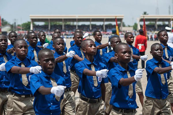 Students from different schools of Ghana march during the celebration of the 60 years of Independence of the country on March 6, 2017 in Accra. Twenty learners died in a freak tree accident at the Kintampo waterfalls.