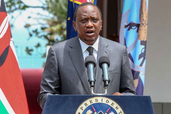 President Uhuru Kenyatta addresses the nation from State House, Mombasa, on January 19, 2016.