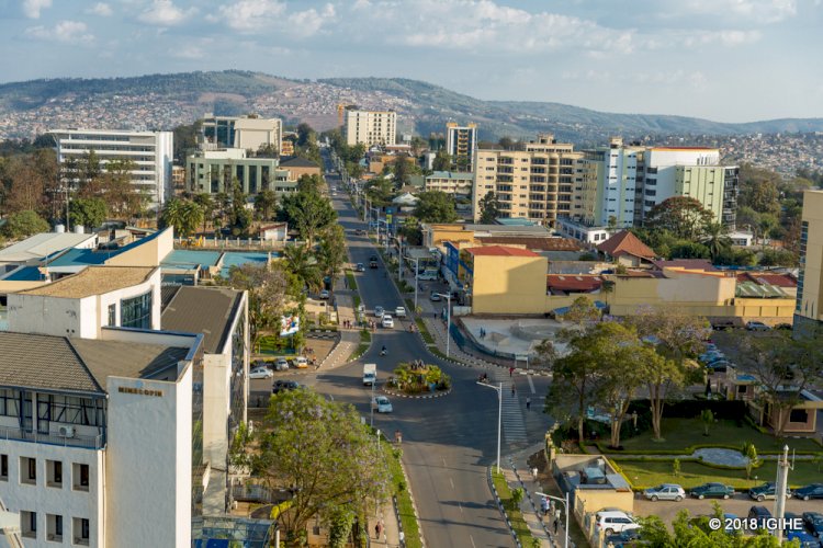 The bird view of Kigali, Rwanda's capital.  